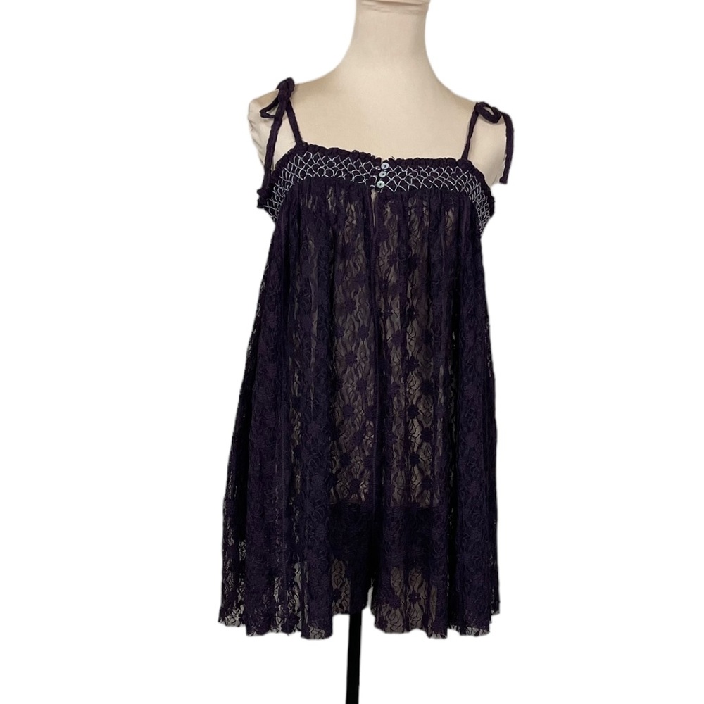 NWT Free People Intimately “Rule The World” Lace Romper in Plum Jam (F) - Picture 5 of 14